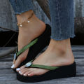 Shiny Crystal Platform Flip Flops Women 2024 Summer Outdoor Wedges Slippers Woman Plus Size 42 Light Walking Sandals Woman Slide. 
