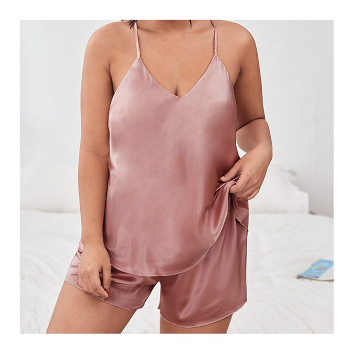 Woman's%20Thai%20tops%20and%20shorts%20Silk%20set%20for%20Plus%20Size%20Women's%20Sleepwear%20-Maxi%20-%20Night%20Dress%20For%20Women%20-%20Image%202