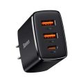 BASEUS Compact Quick Charger 2U+C Three Ports 30W Travel Power Adapter US Plug. 