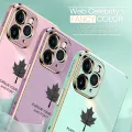 Hontinga for Realme C33 Back Cover Luxury 6D Plating Maple Leaf Side Pattern Case Soft Silicone Square Phone Cases. 