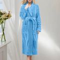 Thicken Warm Flannel Robe Winter Long Sleeve Plush Bathrobe Hooded Women Fleece Nightgown Lounge Sleepwear Bathing Homewear. 