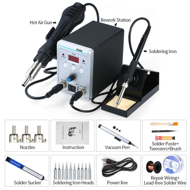 KOGEEK Soldering Station 8586 2 in 1 Hot Air SMD Rework Station 220 V Soldering Station Iron