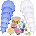 Kitchen Reusable Silicone Stretch Seal Lid Preservation Vacuum Food Storage Bowl Cover 6 Pcs Set.