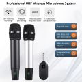 Professional UHF Wireless Microphone System Handheld Cordless Microphone Receiver Rechargeable Mic 16 Channels for Video Live.