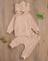 Newborn Baby 2-piece Outfit Set Long Sleeve Solid Color Hoodie and Pants Set for Kids Boys. 