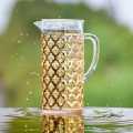 Golden Pattern Acrylic Water Juice Jug - 2L Capacity, Eco-Friendly, Food Grade Plastic. 