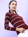 Pantoneclo Premium Women's / Girl's Round Neck Pullover Long Sleeve Stripe Sweat Shirt / Sweater / Cardigan / Jumper. 