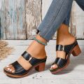2024 Women Summer New Simple Solid Color Square Root Anti-Slip Sandals Daily Casual Vacation Beach Flip Flop Zapatos De Mujer. 