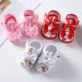 Newborn Baby Flower Print Shoes Summer Baby Girl Cute Bow Floral Print Breathable Princess Shoes Soft Sole Flat Anti-Slip Sandals (0-12 Month). 