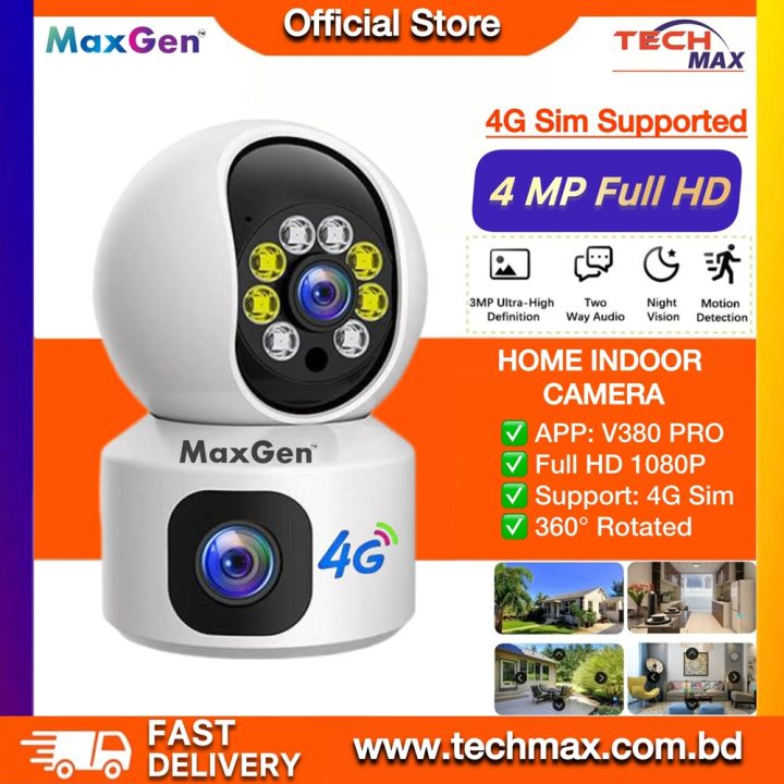 MaxGen V380 PRO Dual Lens SQ01-4G Sim Supported Doll PTZ IP Camera 4MP Night Vision Auto Tracking Two Way Voice