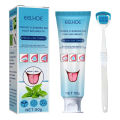 Tongue Cleaning Kit Tongue Cleaning Gel With Brush Tongue Cleaner Brush Silicone Scraper Toothbrush Fresh Breath. 