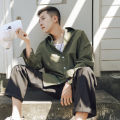 Cargo shirt, men's long sleeve, Korean version, loose bf trend jacket, Hong Kong style, Japanese casual and versatile, handsome shirt, autumn clothes.