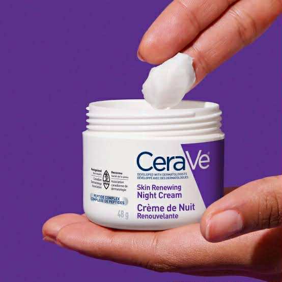 CeraVe Skin Renewing Night Cream 48 G Hydrating Moisturizer for Normal to Dry Skin Non Comedogenic Fragrance Free