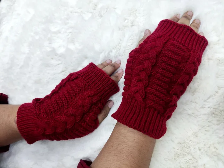 New%20Fashion%20Women%20Ladies%20Fingerless%20Gloves%20Winter%20Warm%20Knitted%20Stretch%20Thumbhole%20Arm%20Warmers%20Mittens%20Black%20Red%20Gray%20-%20Image%203