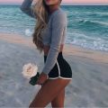 Yoga Shorts women Hot Women Blend 2021 Summer Short Pants Contrast Binding Side Split Elastic Waist Patchwork Casual Beach Party. 