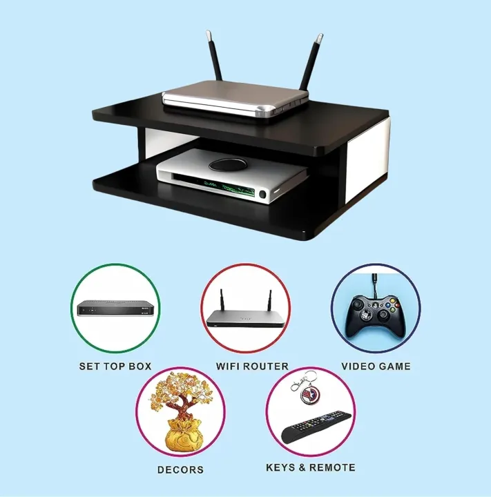 WiFi%20Router%20Rack%20Wall%20Shelf%20for%20Living%20Room%20Stylish%20Hanging%20Rack%20Organizer%20Shelf,%20Set%20Top%20Box%20Stand%20TV%20Stand%20%20your%20Home%20Office%20Use%20Furniture%20(Black%20&%20White-6/10/8)%20-%20Image%203