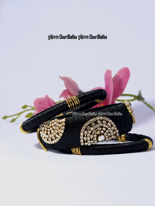 Black Kundan Bangles set matching with any Dress set 3 piece  || যেকোনো ড্রেসএর সাথে পড়ার জন্য কুন্দন পাথরের চুড়ি