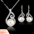 Carat Party Women Rhinestone Big Faux Pearl Necklace Hook Earrings Set Fashion Jewelry. 