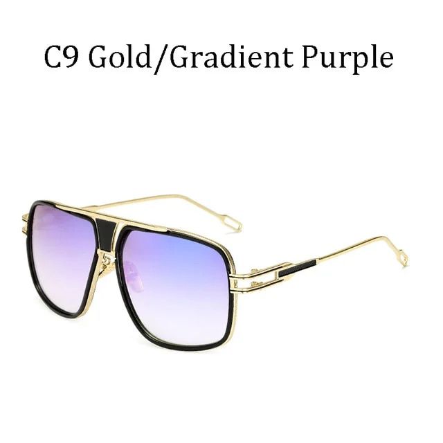 2021 New Couple Flat Top Luxury Driving Sunglasses 18K Gold Big Frame Square Women Sunglasses Shades Brad Pitt Men Sun Glasses
