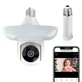 Guudgo Tuya 3MP WiFi Blub Camera Wireless PTZ IP Cam Color Night Vision Motion Detection Two-way Talk Outdoors Security Cameras APP Phone Control. 