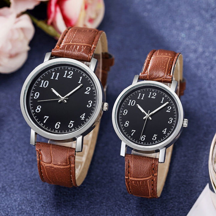 Casual Couple Watch Leather Strap Quartz Watch