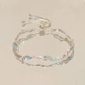 Sweet Korean Imitation Pearl Link Chain Bracelet For Women Girl Elegant Charm Crystal Bowknot Bow Jewelry Party Gifts.