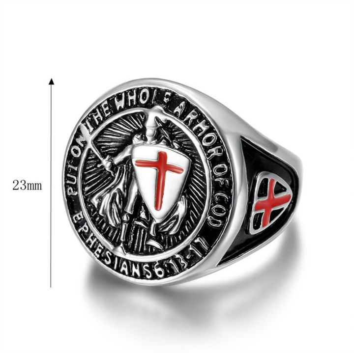 European%20and%20American%20New%20Hiphop%20Men's%20Titanium%20Steel%20Gold%20Plated%20Ring%20Vintage%20Templar%20Red%20Cross%20Shield%20Ring%20-%20Image%205