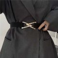 【beauty code store】2021 Designer luxury triangle elastic belt ladies decorative suit coat ladies waist dress black woman belt. 
