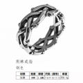 Cross-border thorns and vines braided titanium steel ring hip-hop trend wear non-fading niche personality hand jewelry for men. 