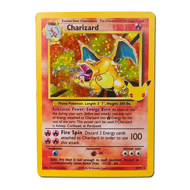 （NEW）[Funny Bunny Toy Store]1996 Years Pokemon Card Flash Cards Charizard Game Collection Cards