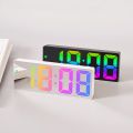 Colorful Digital Alarm Clock Fonts Led Large Character Electronic Clock Bedside Table Alarm Clock 3 Alarm Settings Voice Control.