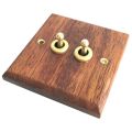 86 Type Solid Wood Panel Switch Wall Light Retro Brass Toggle Switch Wood Grain Electrical Switch Socket. 