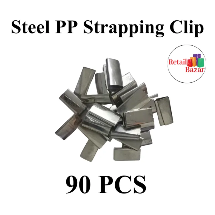 90 PCS PP Belt Clip, Steel PP Strapping Clip, Superior Holding Power - Sturdy Metal Clips for Reliable Securing of Packaging Banding.