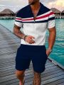 Summer Tracksuits For Men Polo Shirts Shorts 2Piece Sets Luxury Brand Set Casual T-shirts Shorts Sets Man Tracksuit Suit Outfits. 