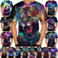 New Colorful Animal 3D Printing T-shirt Tiger Panda Dinosaur And Many Other Ai Animal Fashion Unisex Hip-hop Short-sleeve Tshirt. 