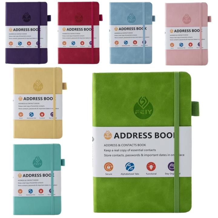 PU Leather Address Book Indexed Alphabetical Tabs Hardcover Telephone Notebook B6 Size Multifunctional Alphabetical Address