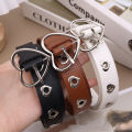 Women PU Leather Belt Heart Buckle Cute Black/white Belt Ladies Pants Party Dress Jeans Hollow Out Heart Punk Style Belt.