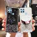 Phone case Realme C21Y Shiny Ring Case Glitter Soft Transparent Makeup Mirror Cases For Realme C21Y Back Cover Stars Moon Girls. 