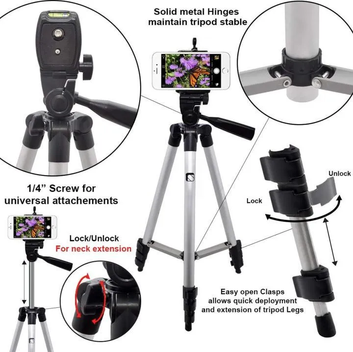 Tripod%203110%20Camera%20Stand%20with%20Phone%20Holder%20Clip%20TikTok%20Stand%20-%20Image%202
