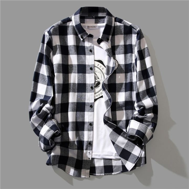 Luxury%20Business%20Black%20White%20Plaid%20Shirt%20Men's%20Korean%20Fashion%20Long%20Sleeved%20Jacket%20Collar%20Slim%20Fit%20Shirts%20And%20Blouses%20For%20Men%20-%20Image%203