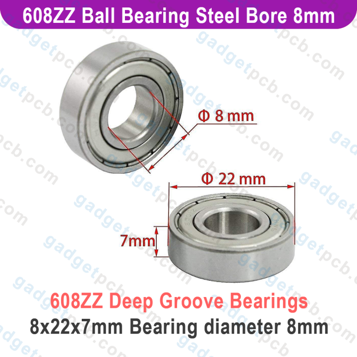 608ZZ%20Deep%20Groove%20Bearings%20608%20ZZ%208%20x%2022%20x%207mm%20Bearing%20Steel%20Hole%20diameter%208mm%20Rod%20Bearings%20-%20Image%203