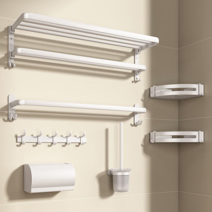 White towel rack nonperforated toilet shelf space aluminum bathroom