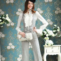 Victorian Flounce Blouse Women OL Office Ladies Business White Shirt High Neck Frilly Ruffle Cuffs Shirts Female Blouses.