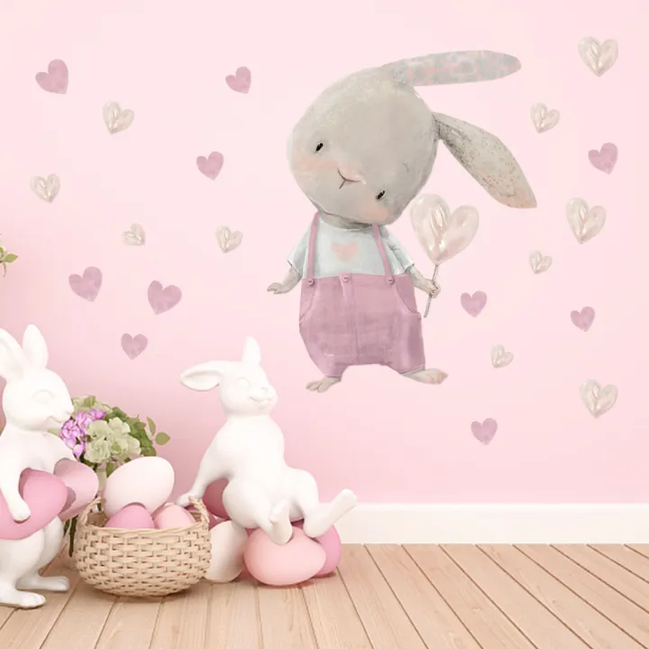 60%C3%9740Cm%20Cute%20Pink%20Rabbit%20Love%20Balloon%20Wall%20Stickers%20Poster%20Art%20Car%20Decal%20Kids%20Room%20Decoration%20Favors%20Wallpaper%201Pcs%20-%20Image%206