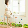 Vivid Flower Butterfly Fence Wall Stickers For Living Room Bedroom Balcony Baseboard Decor Pastoral Wall Art Home Decals.