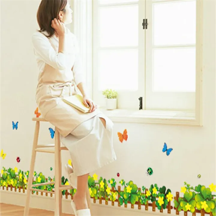 Vivid%20Flower%20Butterfly%20Fence%20Wall%20Stickers%20For%20Living%20Room%20Bedroom%20Balcony%20Baseboard%20Decor%20Pastoral%20Wall%20Art%20Home%20Decals%20-%20Image%207