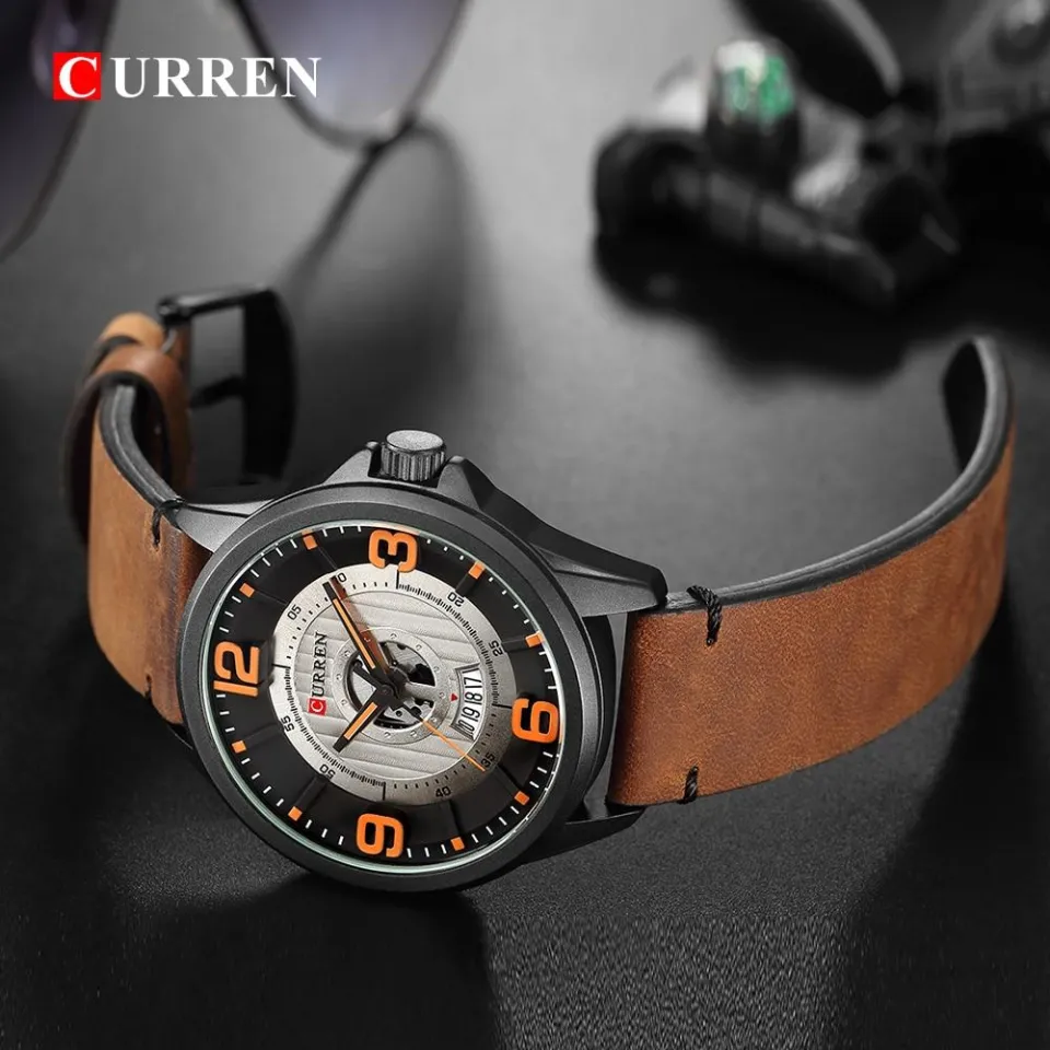 CURREN 8305 Male Clock Fashion Quartz Watches Casual Leather Mens Wristwatch With Date saat Gentlemen s Gift With Box Daraz .bd