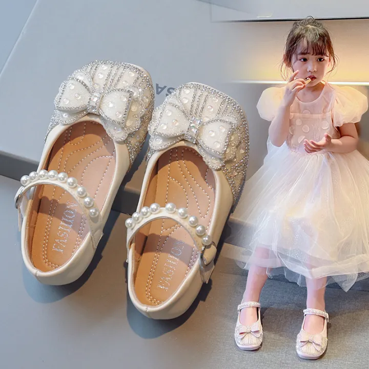 Girls'%20Little%20Leather%20Shoes%20Spring%202024%20New%20Children's%20Rhinestone%20Lace%20Bow%20Princess%20Shoes%20Little%20Girls%20Performance%20Shoes%20-%20Image%202