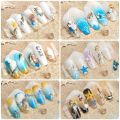 Marine series nail art jewelry, natural shell slices, abalone slices, starfish metal rivets, pearls, small stones. 
