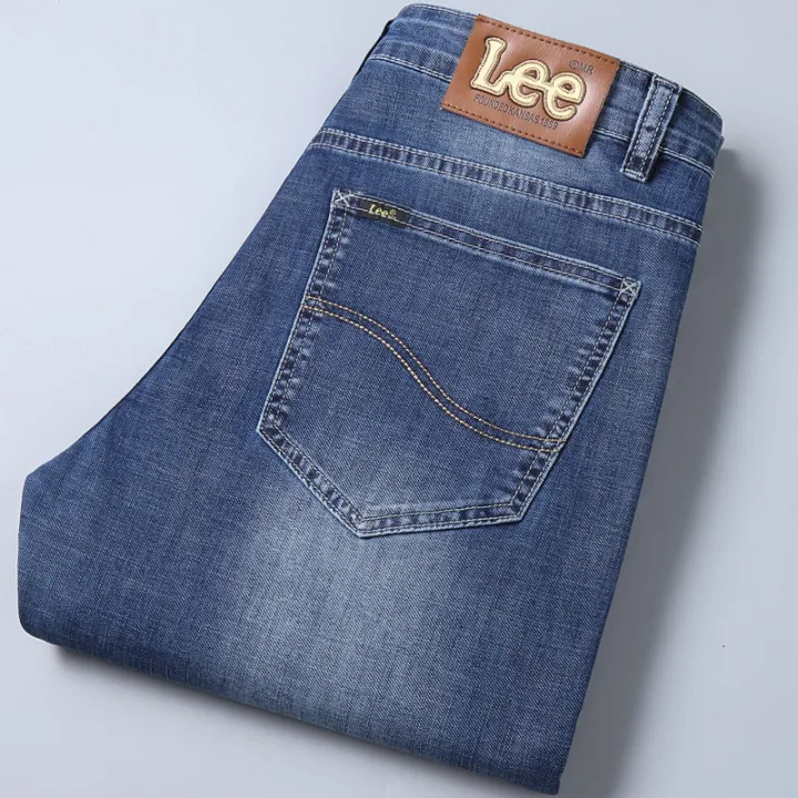 Lee%20dex%20Jeans%20Men's%20Straight%20Loose%20Elastic%20Business%20Casual%20Autumn%20and%20Winter%20Thick%20High-End%20Goods%20Long%20Jeans%20-%20Image%204